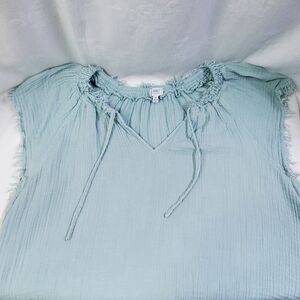 True Craft Women's Green Boho Festival Fringe Trim Pullover Top 2XL